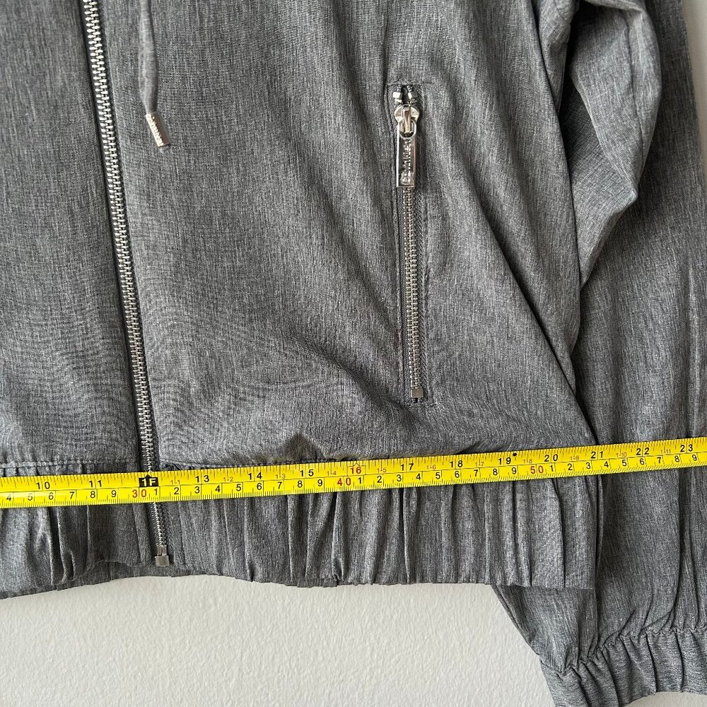 Calvin Klein Zip Front Jacket Women S/M Gray Ruffle Hem Lightweight NWOT - Picture 5 of 10